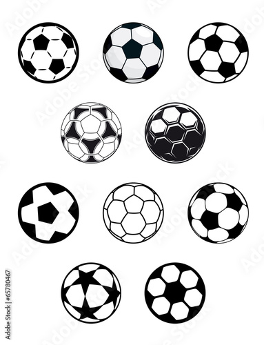 Set of soccer or football balls