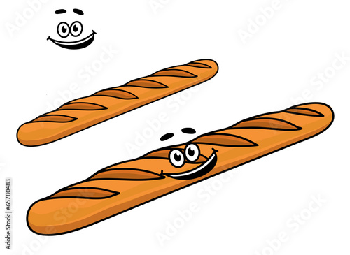 Crusty long cartoon French baguette