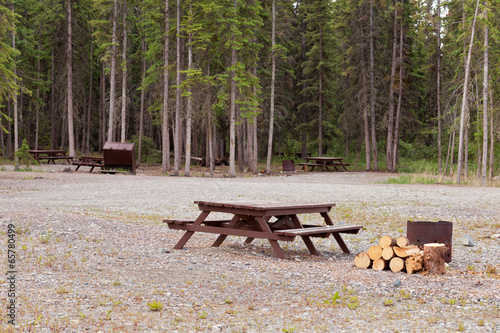 Vászonkép Camp ground campsites camping table firepits