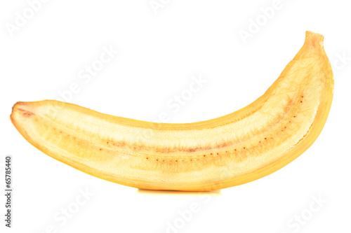 Halved ripe banana isolated on white background