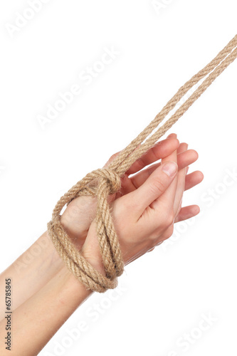 Tied hands, isolated white