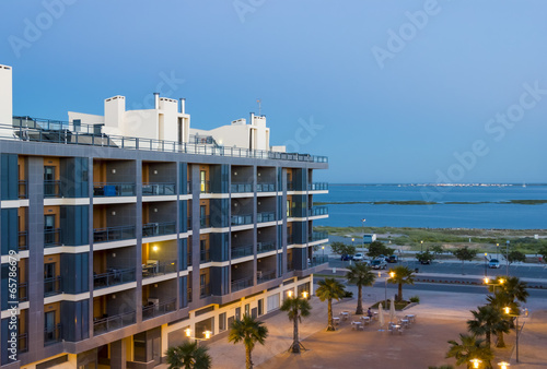 View on a modern resort building in Olhao, Portugal
