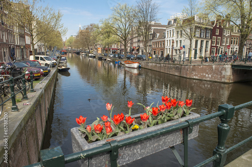 Canvas Print Amsterdam canal