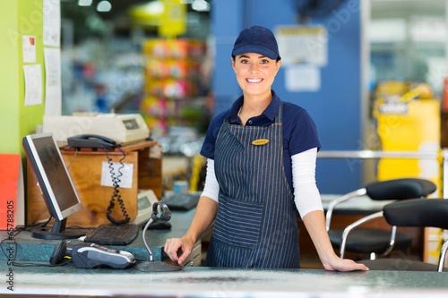 Slika na platnu woman working as a cashier at the supermarket