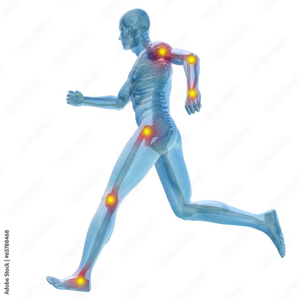 3D human man anatomy with articular pain 3D human man anatomy with articular pain