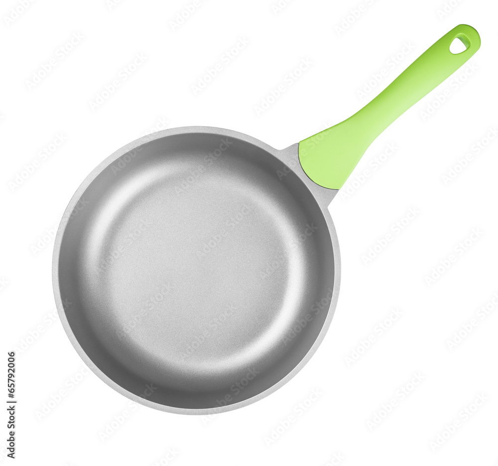 Frying pan or skillet top view isolated on white with clipping p