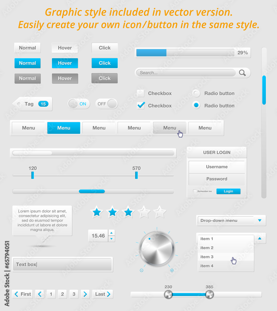 Set of vector web elements