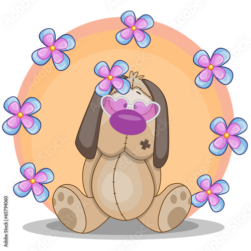 Dog with flowers
