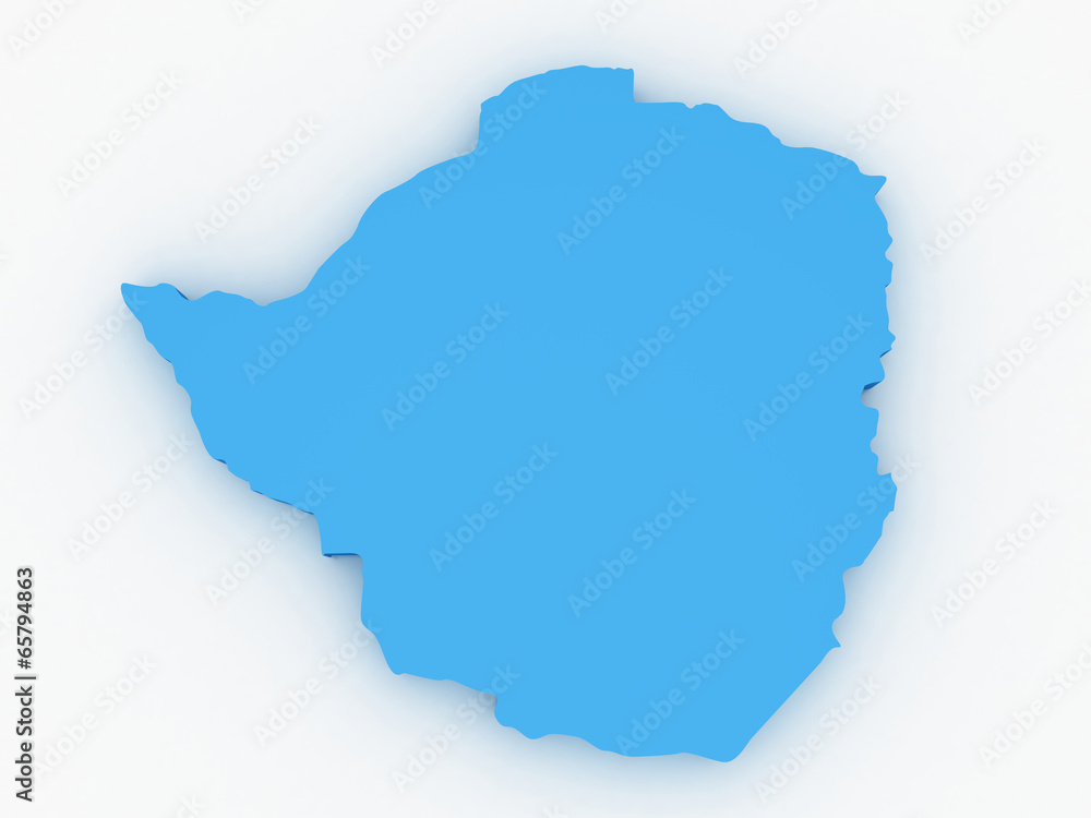 Obraz premium 3D render map of Zimbabwe