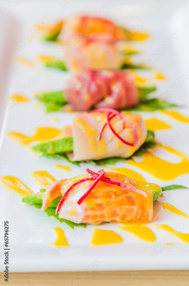 Sashimi avocado japanese food Sashimi avocado japanese food