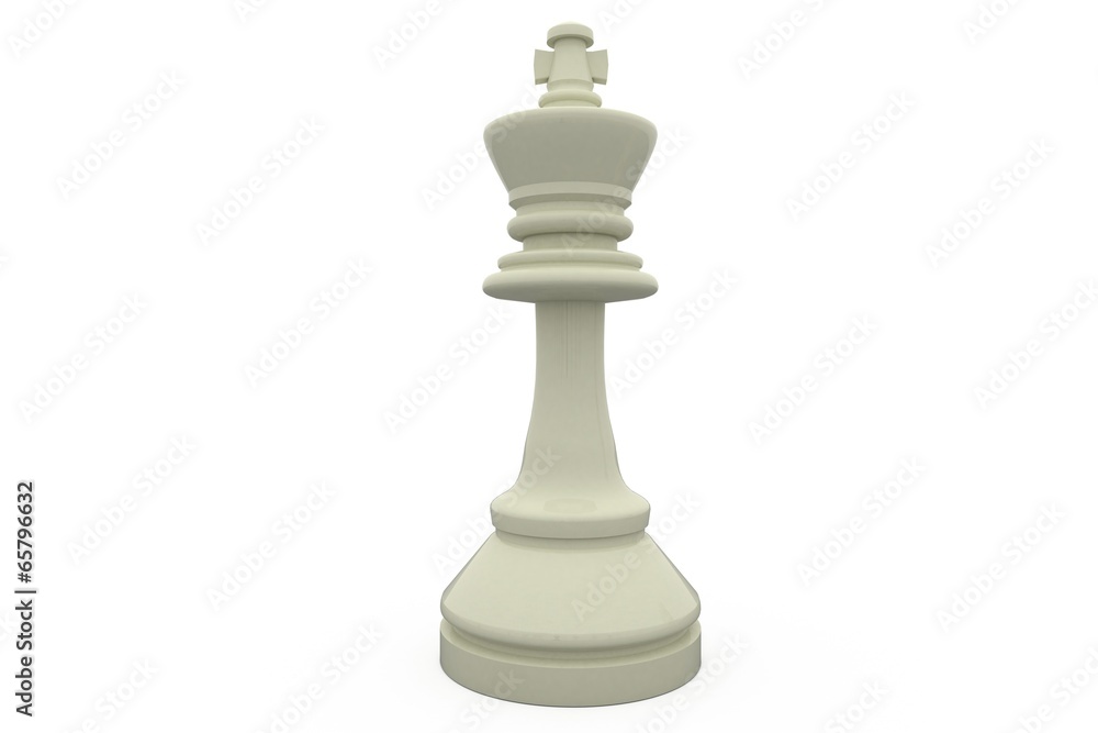 Digitally generated white king standing alone Digitally generated white king standing alone