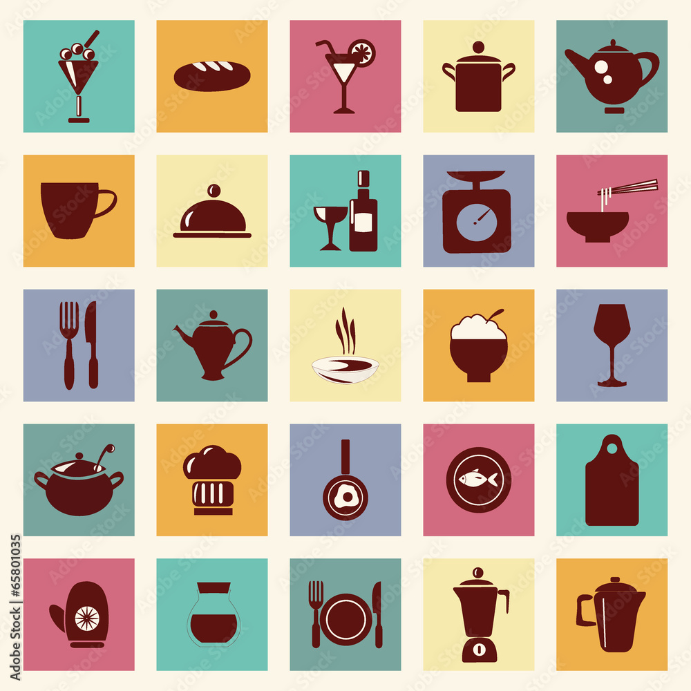 vector restaurant , food and beverage icons-set - Illustration