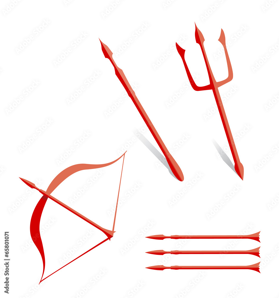 red weapons trident arrow and bow red weapons trident arrow and bow