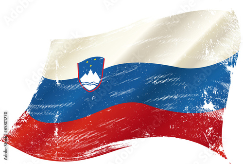 Fotografie waving slovenian grunge flag