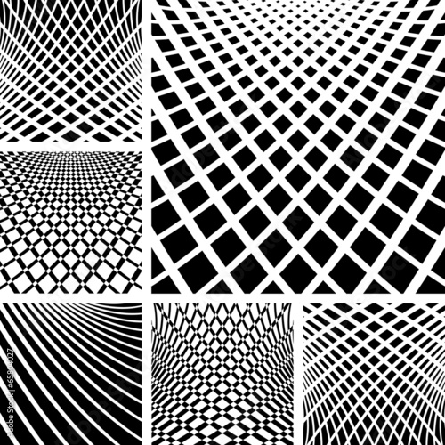 Optical illusion backgrounds set.