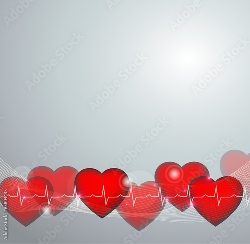 Cardiology background, abstract heart illustration and normal ca