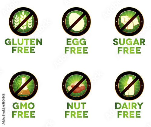Colorful diet icons, food intolerance