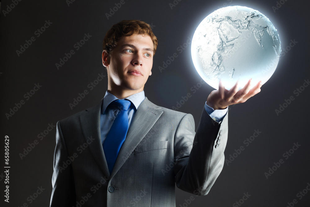 Businessman with moon Businessman with moon