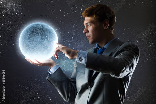 Businessman with moon