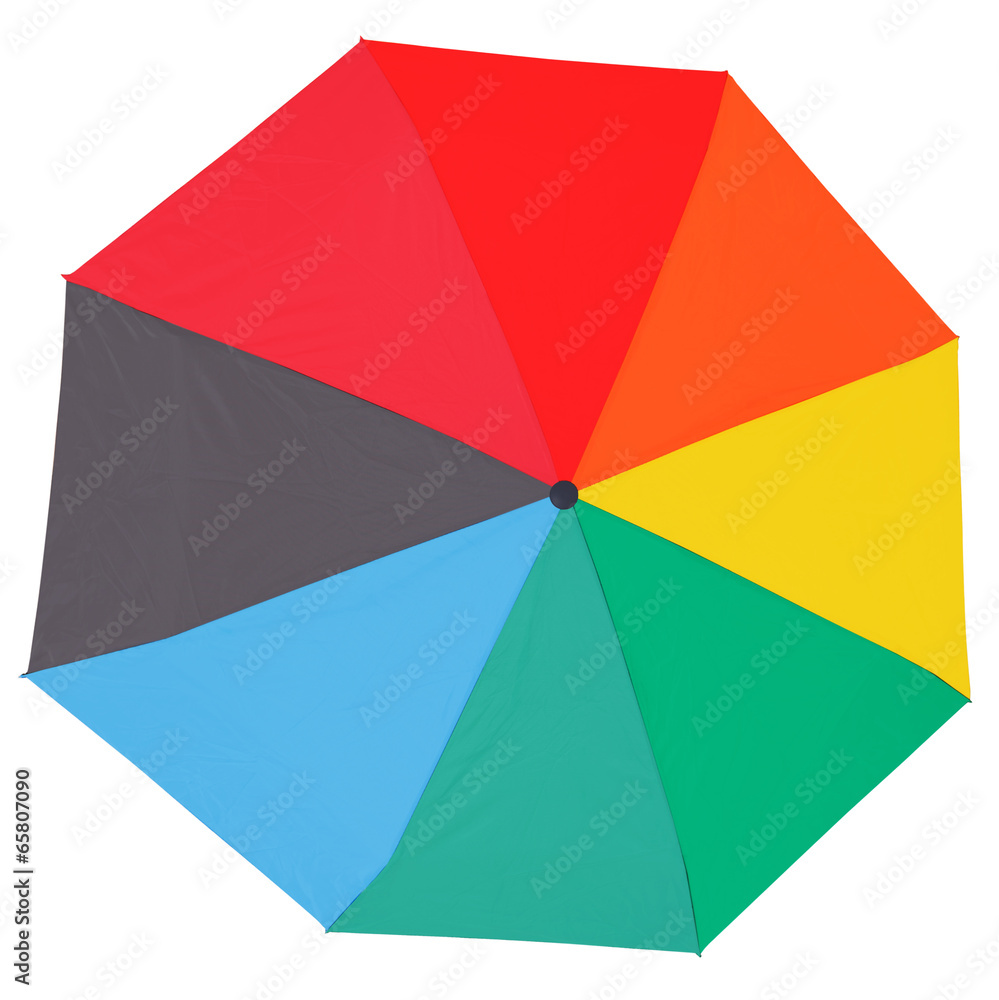 top view of open multicolored umbrella top view of open multicolored umbrella