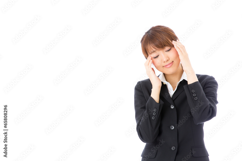 asian businesswoman on white background