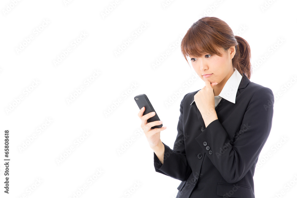 asian businesswoman on white background