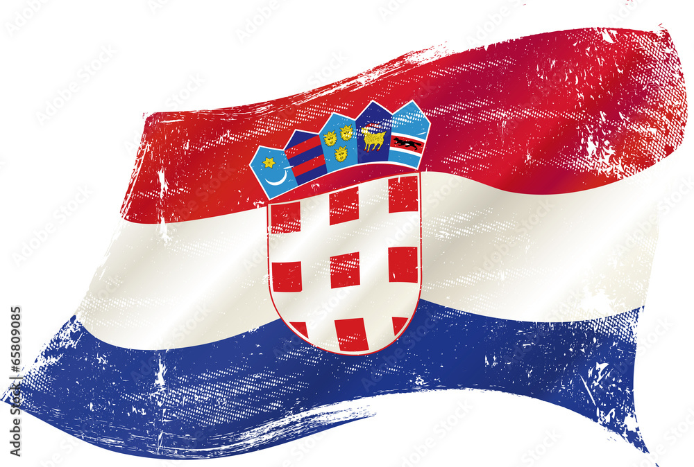 Fototapeta premium waving croatian grunge flag