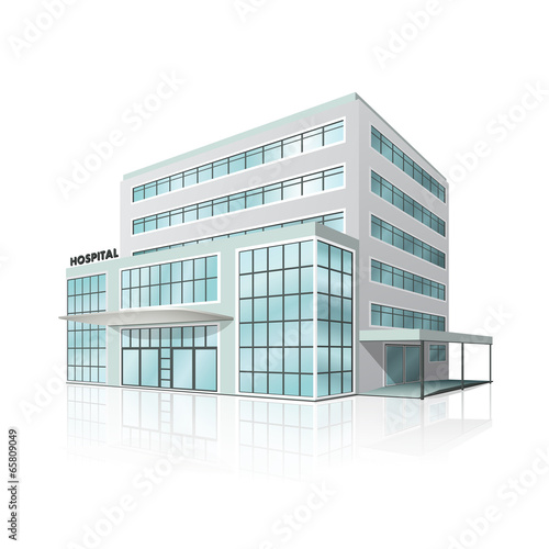 city hospital building with reflection