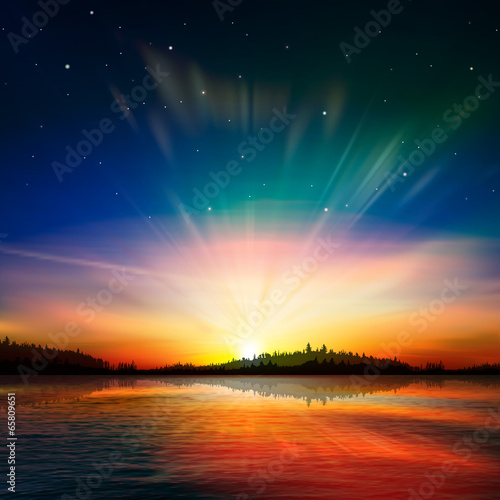 abstract background with forest lake
