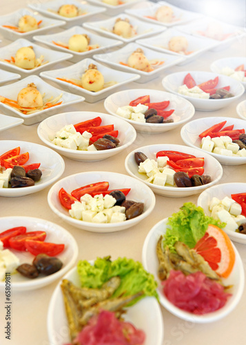 Fototapeta Naklejka Na Ścianę i Meble -  Individual cold salads and appetizers