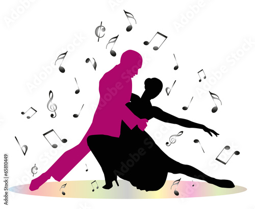 ballerini di tango e note musicali