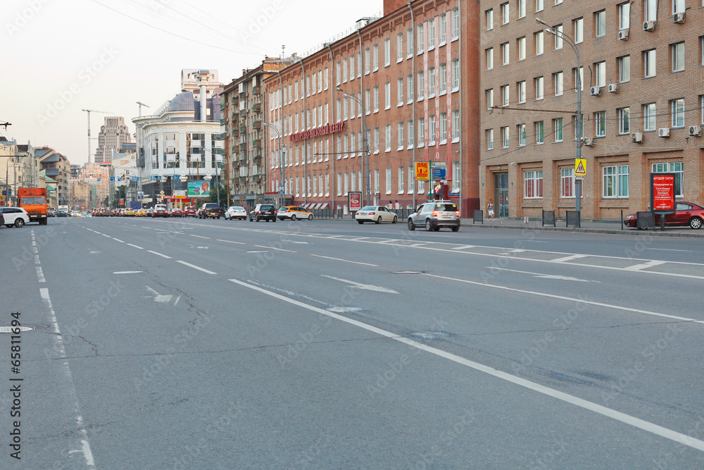 Novoslobodskaya Street in Moscow in summer evening Stock Photo | Adobe ...