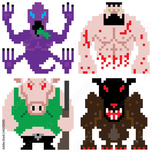 worse terror horror monster retro computer eight bit pixel art