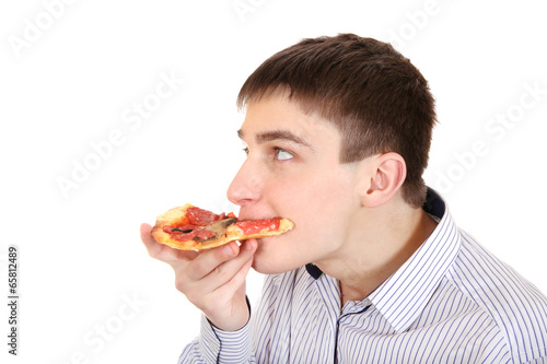 Teenager with Pizza