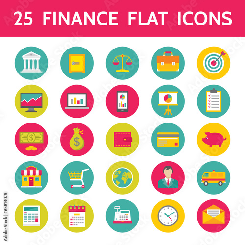 25 Finance Flat Icons in Vector Format