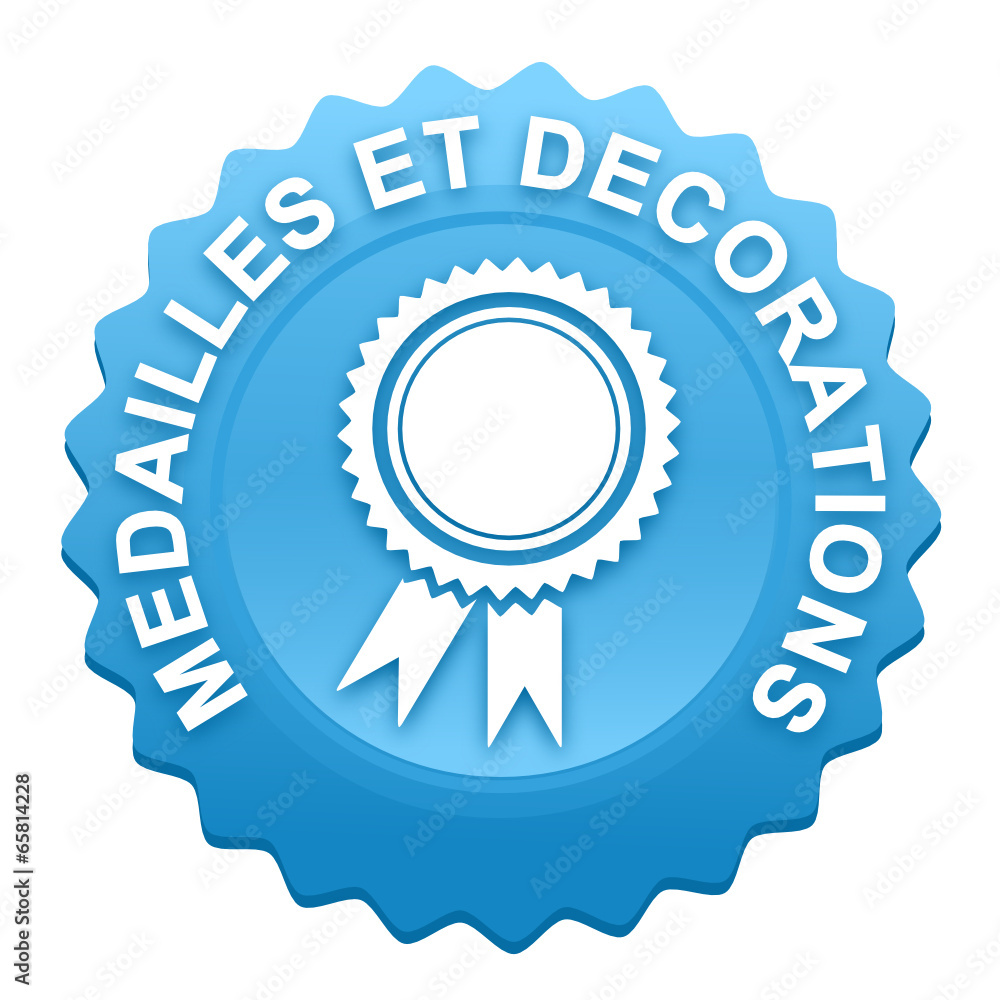 médailles et décorations sur bouton web denté bleu médailles et décorations sur bouton web denté bleu