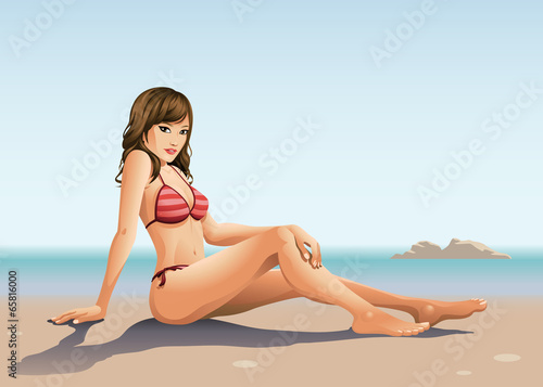 Sexy Girl Relaxing on the Beach