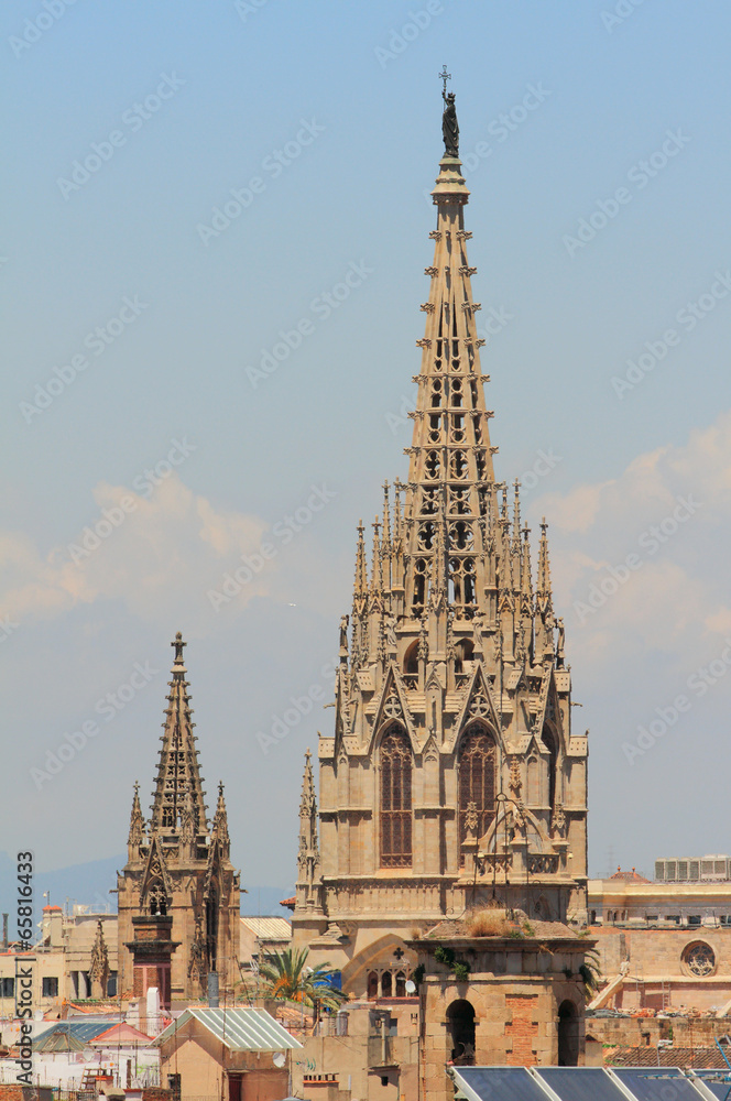 Gothic spikes of temple. Barcelona, Spain Gothic spikes of temple. Barcelona, Spain