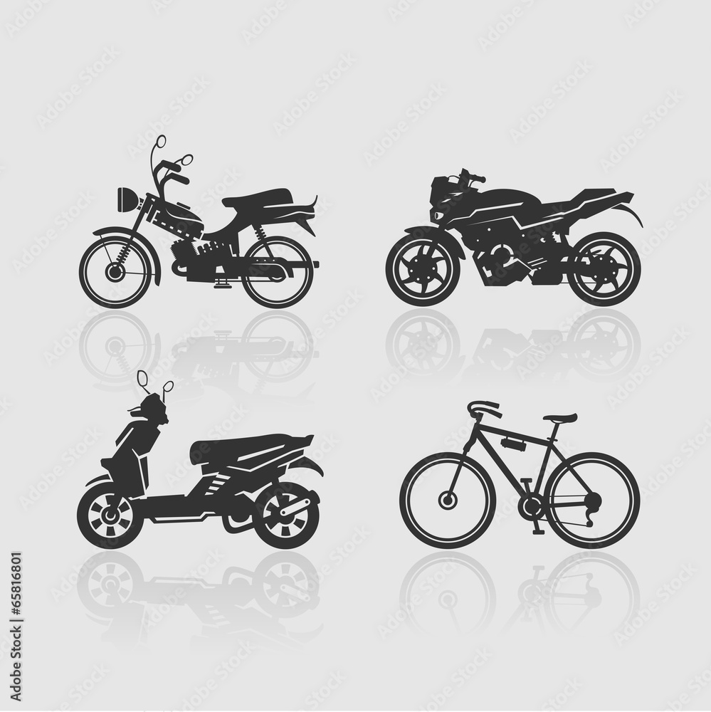 Obraz premium Set Silhouettes bikes