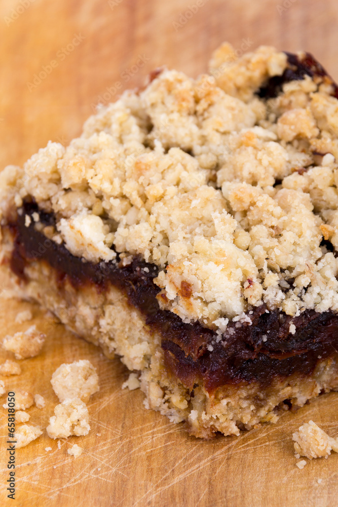 dates crumble square bar on table dates crumble square bar on table