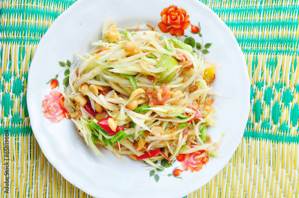 Green papaya salad Thai cuisine spicy delicious Green papaya salad Thai cuisine spicy delicious