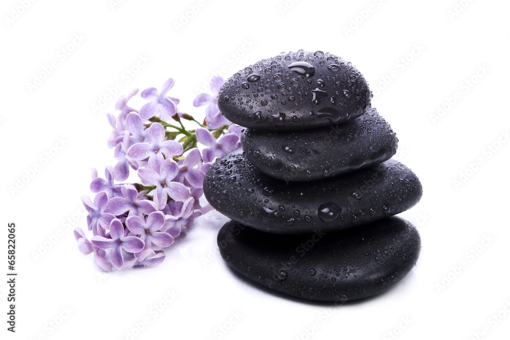 Therapy stones and lilac - obrazy, fototapety, plakaty 