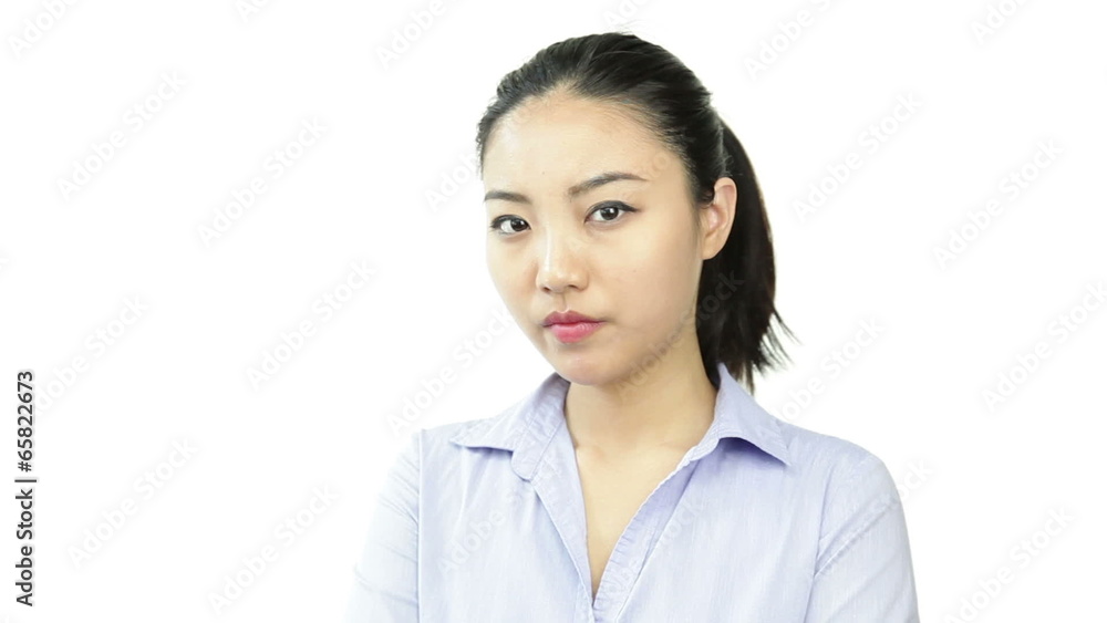 asian business woman isolated on white upset asian business woman isolated on white upset