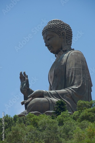 Close-up of Big Buddha statue in profile