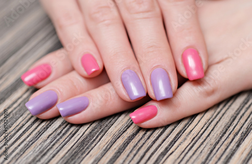 stylish manicure with colored nail polish