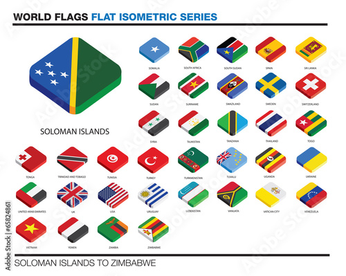 flags of the world, s-z,  3d isometric flat icon design