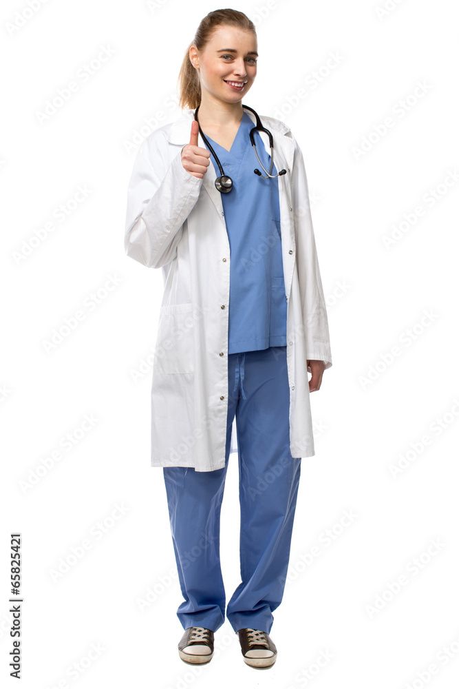 Smiling confident doctor giving a thumbs up Smiling confident doctor giving a thumbs up