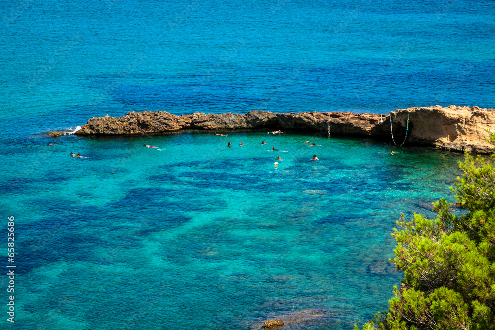 Ibiza Punta de Xarraca turquoise beach paradise in Balearic Isla