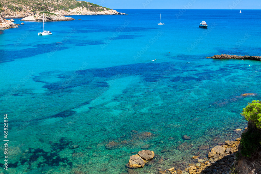 Ibiza Punta de Xarraca turquoise beach paradise in Balearic Isla