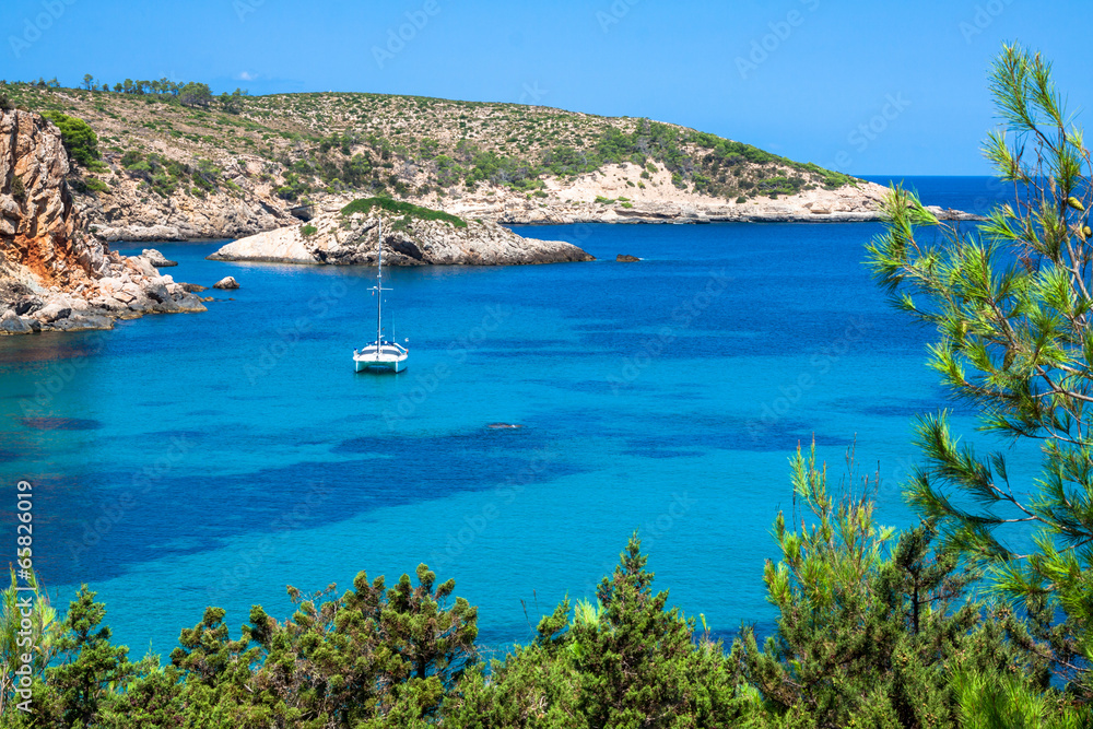 Ibiza Punta de Xarraca turquoise beach paradise in Balearic Isla